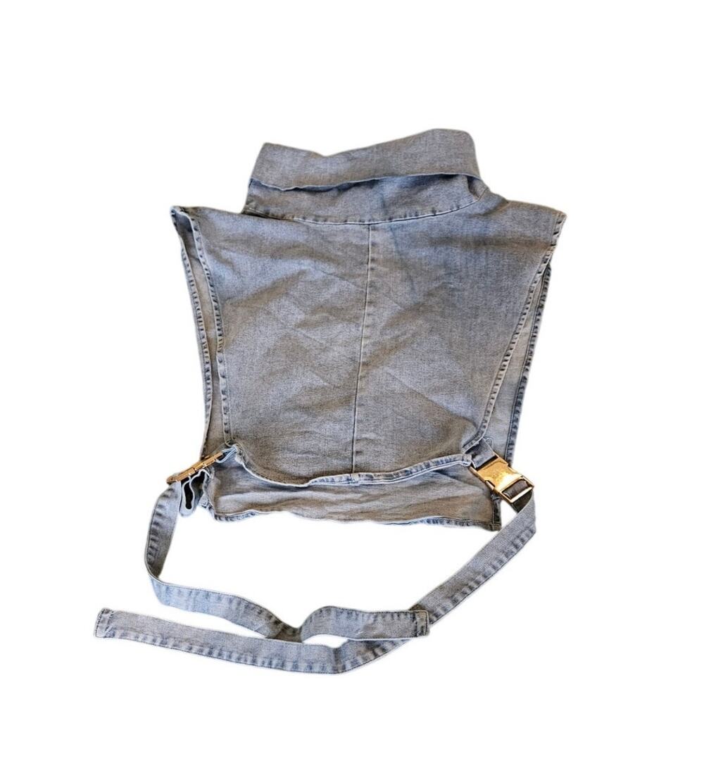 Micas Denim Corset Crop Top Medium Buckle Side Sleeveless Streetwear